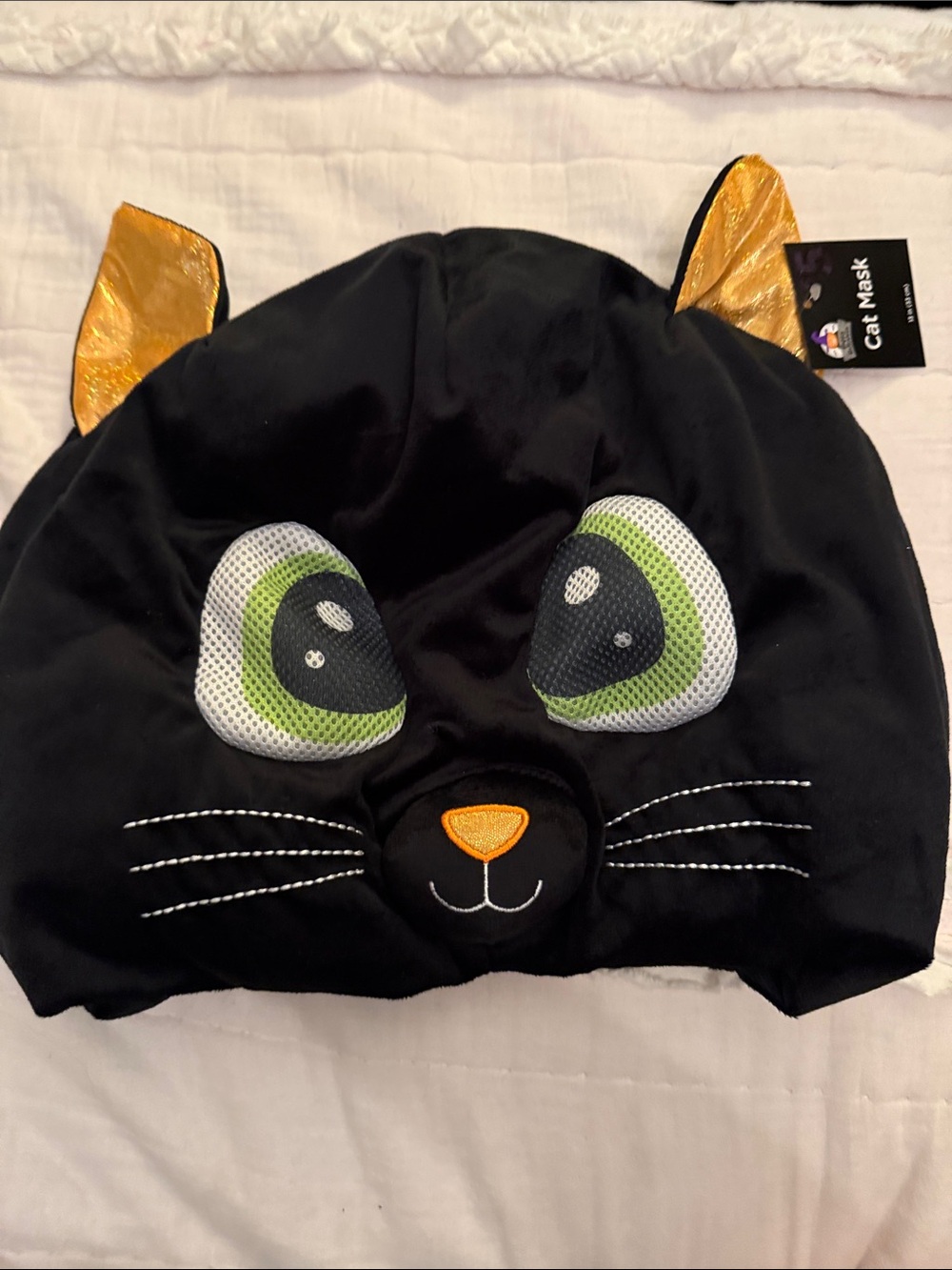 Kids Black Cat Costume Hood with Green Eyes